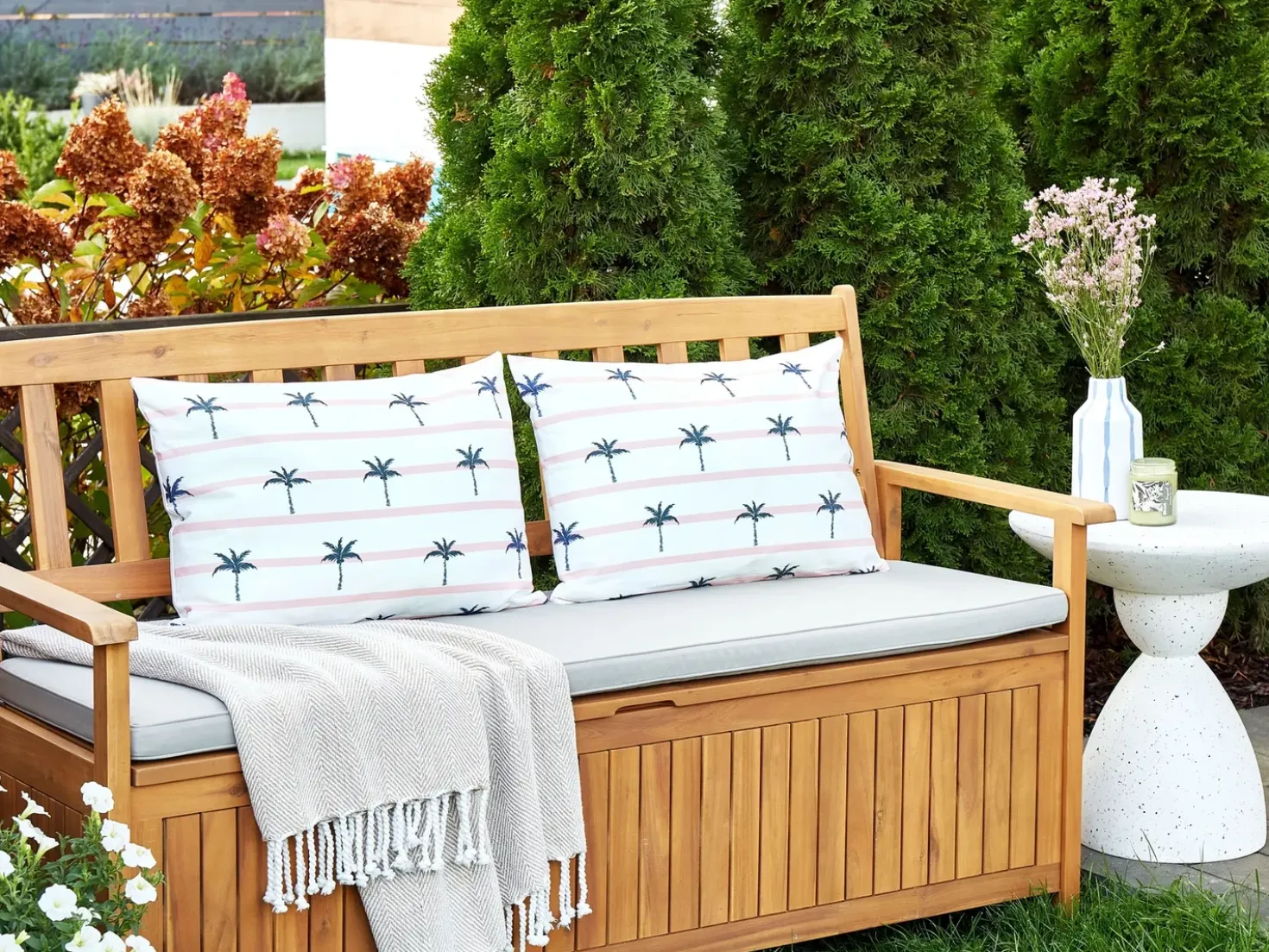 Set di 2 cuscini da esterno MOLTEDO A strisce 40 x 60 cm Bianco
