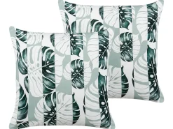 Set di 2 cuscini da esterno TERMINI Trama di piante 45 x 45 cm Verde
