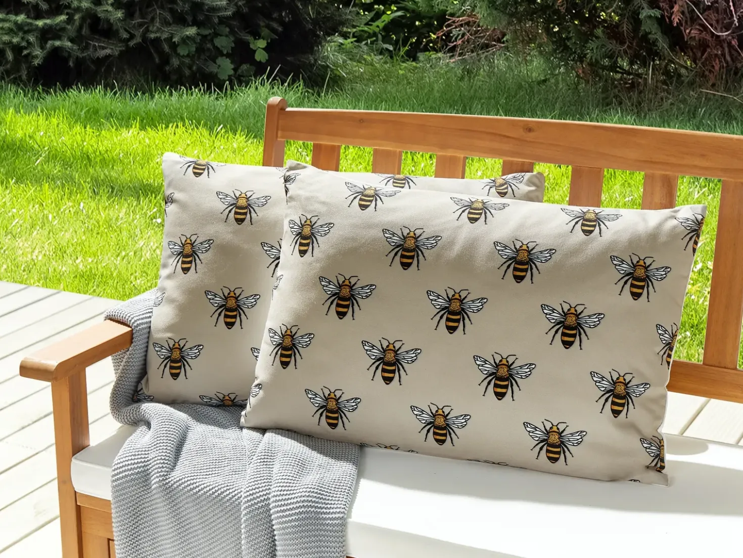 Set di 2 cuscini da esterno CANNETO Trama animale 40 x 60 cm Beige