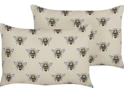 Set di 2 cuscini da esterno CANNETO Trama animale 40 x 60 cm Beige