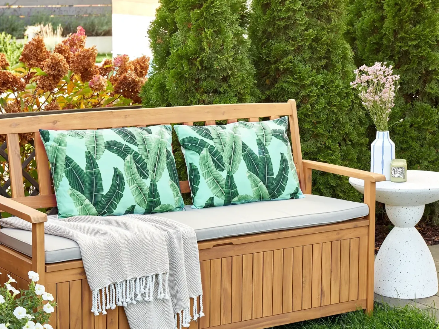 Set di 2 cuscini da esterno BOISSANO Trama di piante 40 x 60 cm Verde