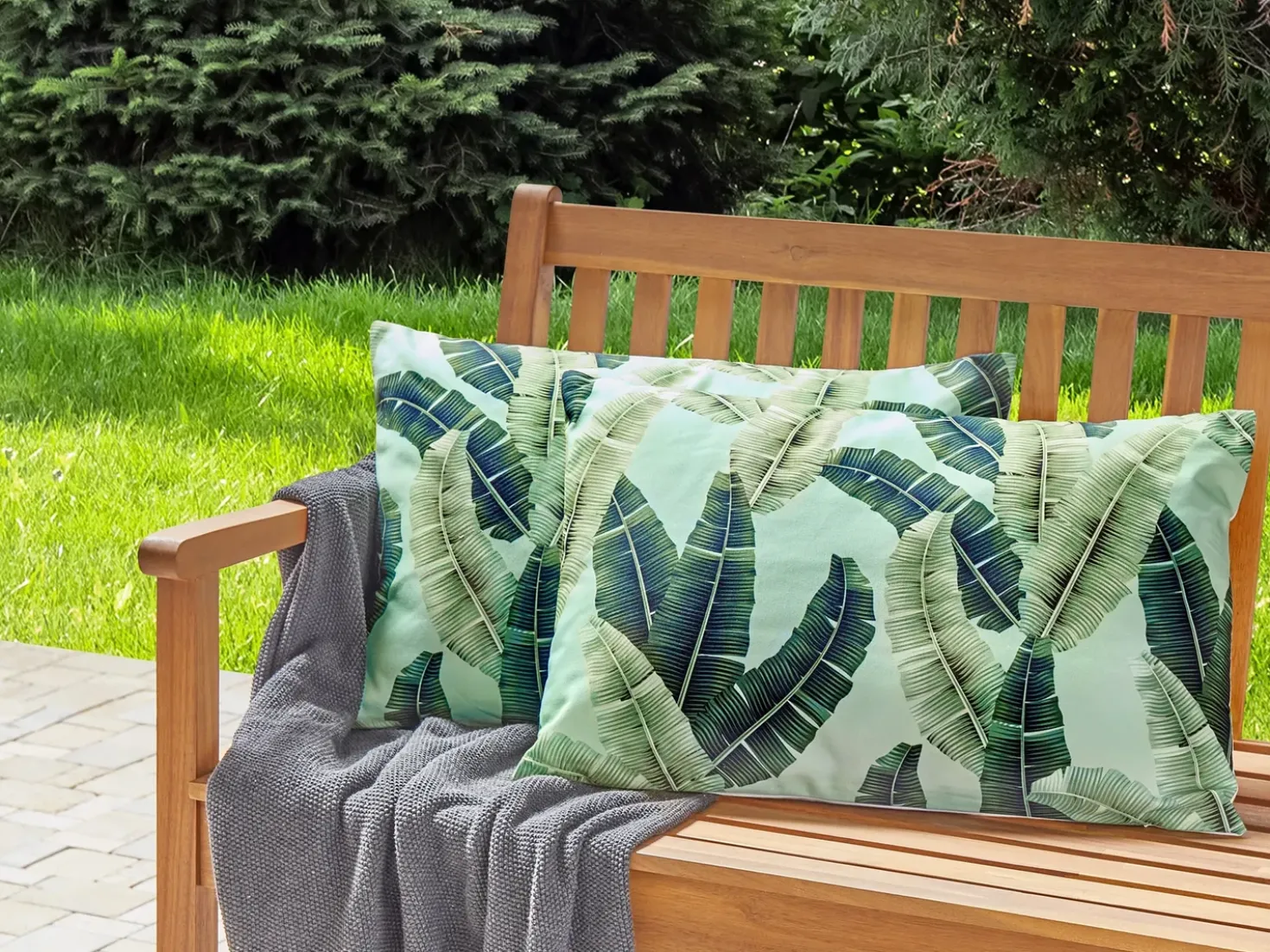Set di 2 cuscini da esterno BOISSANO Trama di piante 40 x 60 cm Verde