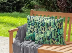 Set di 2 cuscini da esterno BUSSANA Trama di piante 45 x 45 cm Verde