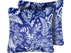 Set di 2 cuscini da esterno GLIMMER Trama di piante 45 x 45 cm Blu