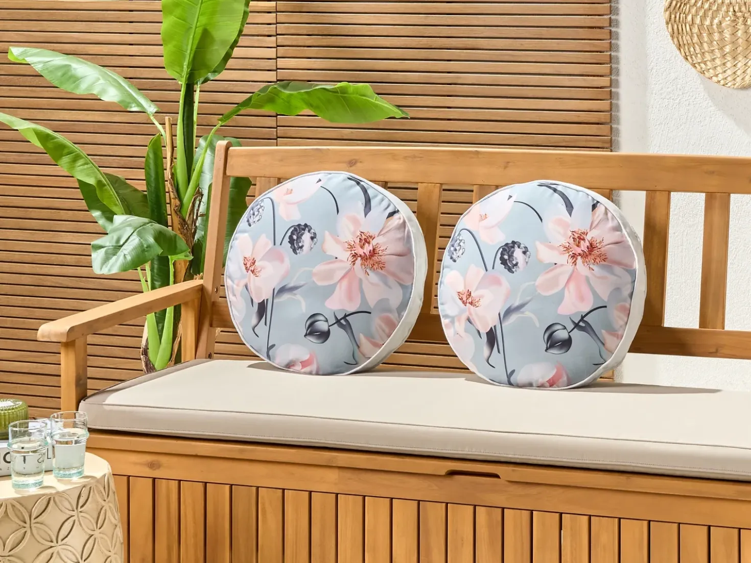 Set di 2 cuscini da esterno APRICALE Trama floreale 40 x 40 cm Blu