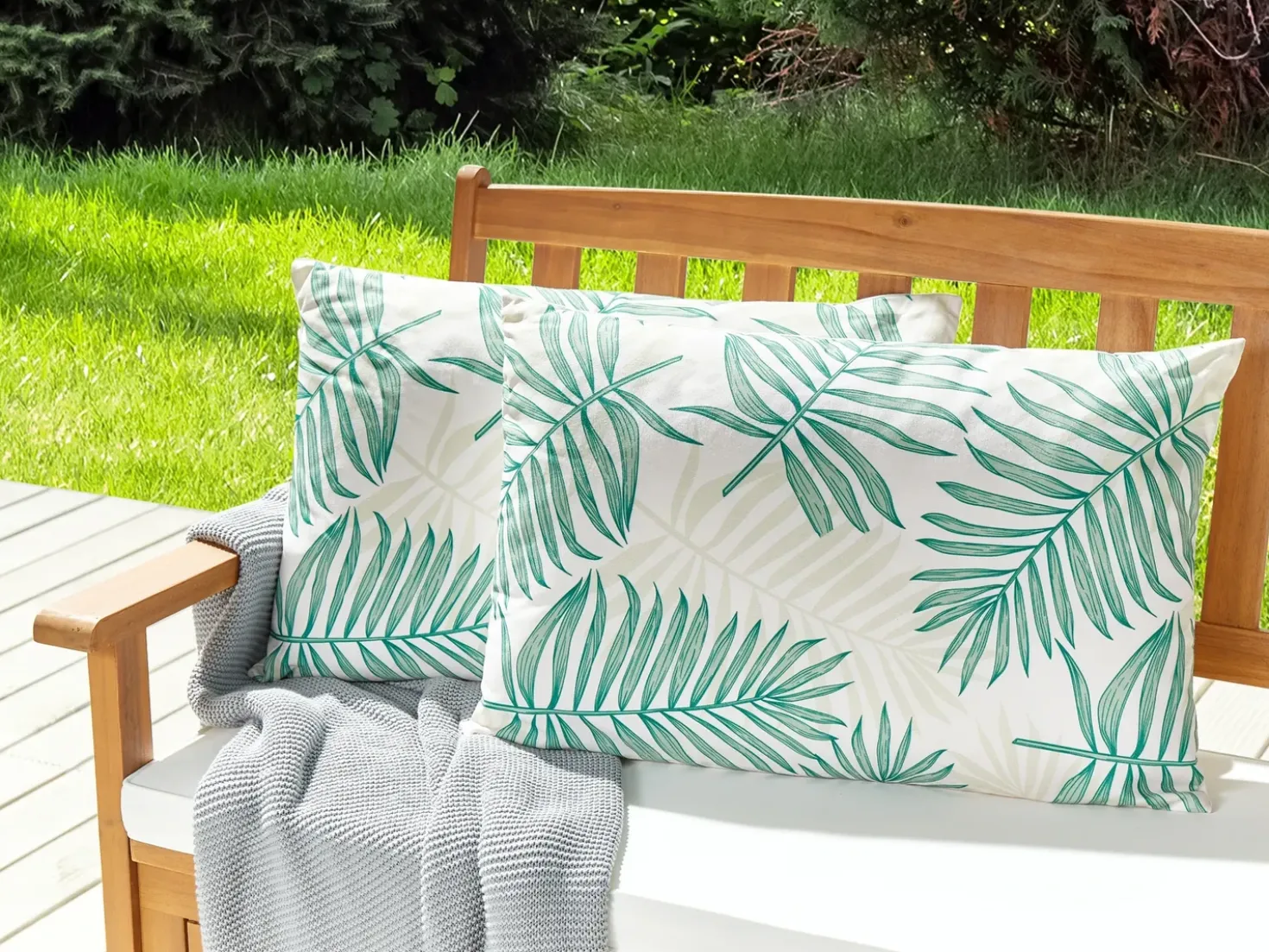 Set di 2 cuscini da esterno POGGIO Trama di piante 40 x 60 cm Verde