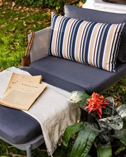 Set di 2 cuscini da esterno KASTOS A strisce 40 x 70 cm Tortora