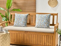 Set di 2 cuscini da esterno VALLORIA Trama floreale 45 x 45 cm Blu