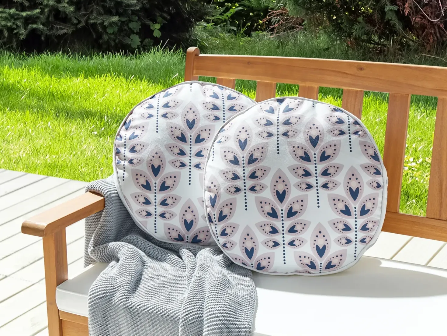 Set di 2 cuscini da esterno TORRETTA Trama di piante 40 x 40 cm Bianco sporco
