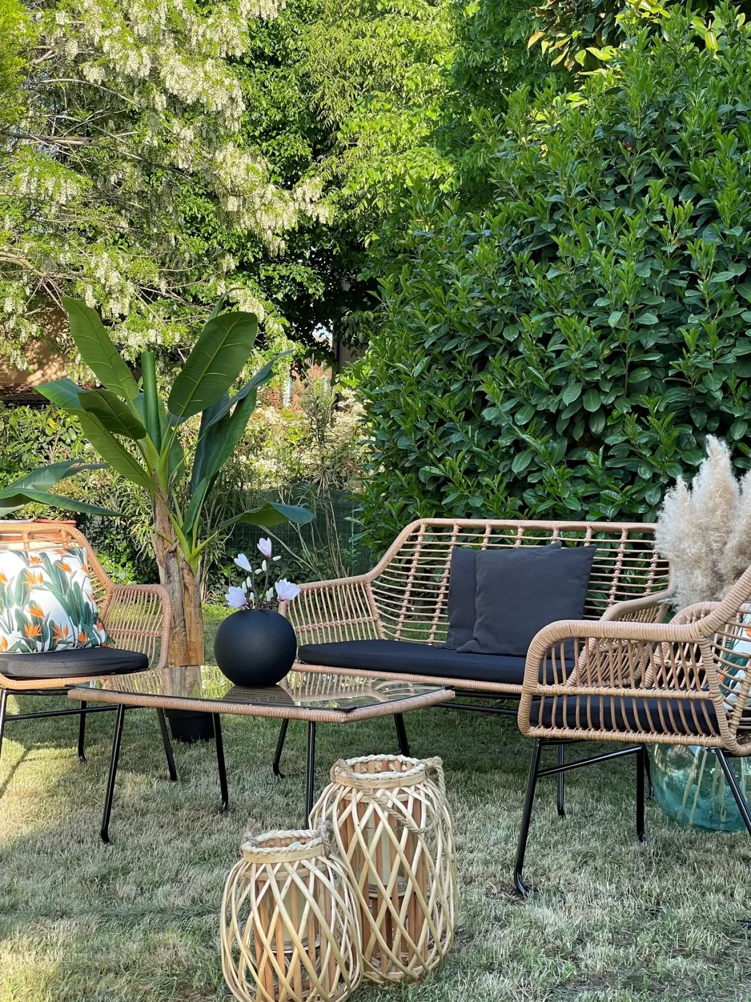 Set di 2 cuscini da esterno TSOTYLI Trama floreale 45 x 45 cm Verde
