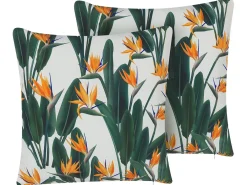 Set di 2 cuscini da esterno TSOTYLI Trama floreale 45 x 45 cm Verde