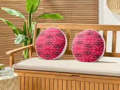 Set di 2 cuscini da esterno MEZZANO Trama geometrica 40 x 40 cm Rosa