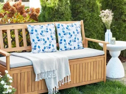 Set di 2 cuscini da esterno TORBORA Trama di piante 45 x 45 cm Bianco Blu