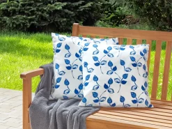 Set di 2 cuscini da esterno TORBORA Trama di piante 45 x 45 cm Bianco Blu