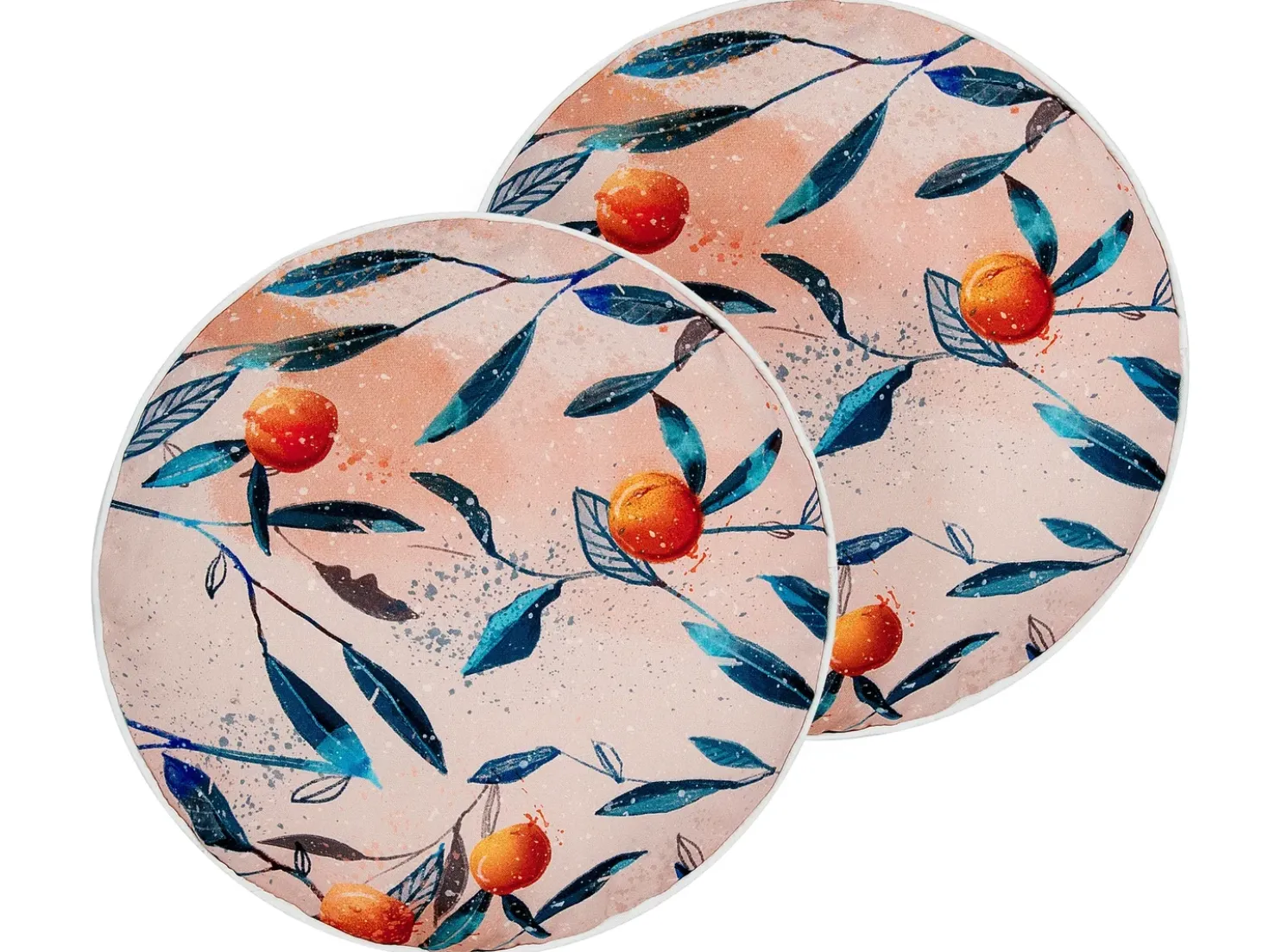 Set di 2 cuscini da esterno PIALPETTA Trama di piante 40 x 40 cm Arancione