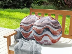 Set di 2 cuscini da esterno SEBORGA Trama astratta 40 x 40 cm Marrone