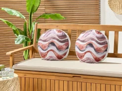 Set di 2 cuscini da esterno SEBORGA Trama astratta 40 x 40 cm Marrone