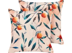 Set di 2 cuscini da esterno PIALPETTA Trama di piante 45 x 45 cm Arancione