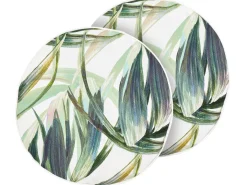 Set di 2 cuscini da esterno CALDERINA Trama di piante 40 x 40 cm Verde