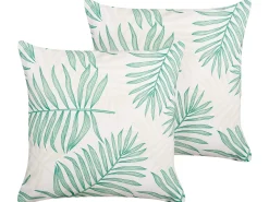 Set di 2 cuscini da esterno POGGIO Trama di piante 45 x 45 cm Verde