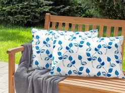 Set di 2 cuscini da esterno TORBORA Trama di piante 40 x 60 cm Bianco Blu