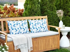 Set di 2 cuscini da esterno TORBORA Trama di piante 40 x 60 cm Bianco Blu