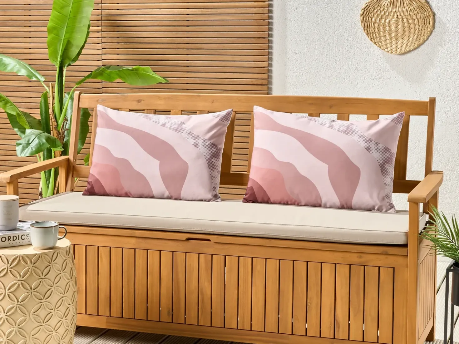 Set di 2 cuscini da esterno CAMPEI Trama astratta 40 x 60 cm Rosa