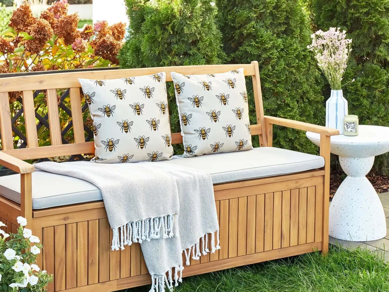 Set di 2 cuscini da esterno CANNETO Trama animale 45 x 45 cm Beige