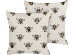 Set di 2 cuscini da esterno CANNETO Trama animale 45 x 45 cm Beige