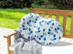 Set di 2 cuscini da esterno TORBORA Trama di piante 40 x 40 cm Bianco Blu