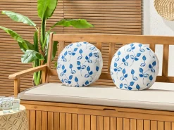 Set di 2 cuscini da esterno TORBORA Trama di piante 40 x 40 cm Bianco Blu