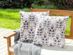 Set di 2 cuscini da esterno TORRETTA Trama di piante 45 x 45 cm Bianco sporco
