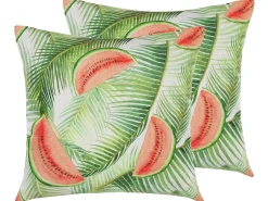 Set di 2 cuscini da esterno LOVOLETO Trama di piante 45 x 45 cm Verde chiaro