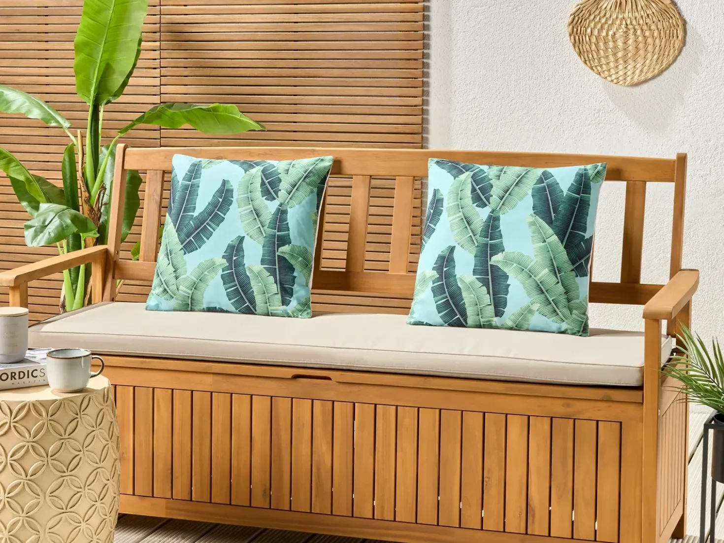 Set di 2 cuscini da esterno BOISSANO Trama di piante 45 x 45 cm Verde
