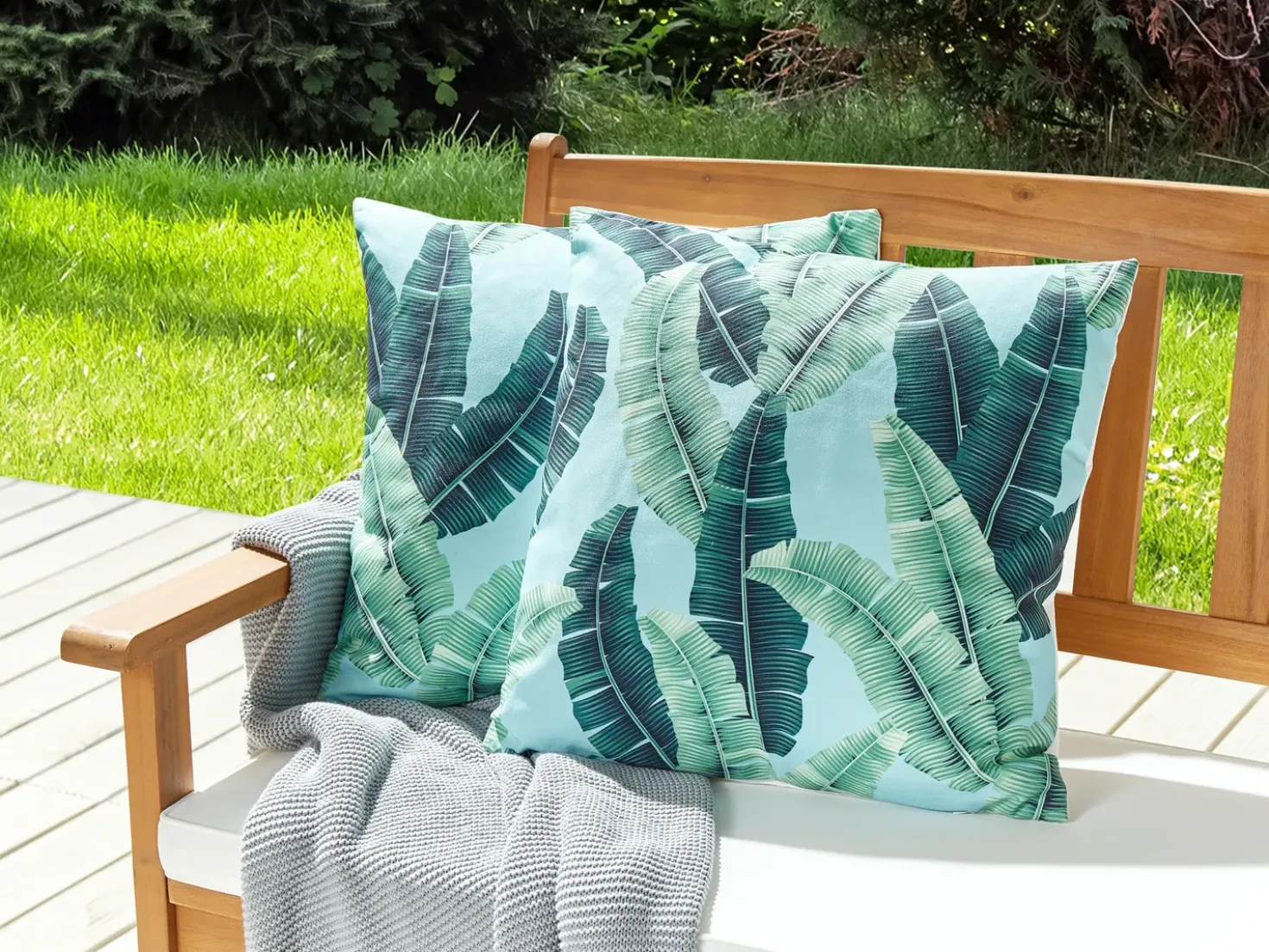 Set di 2 cuscini da esterno BOISSANO Trama di piante 45 x 45 cm Verde