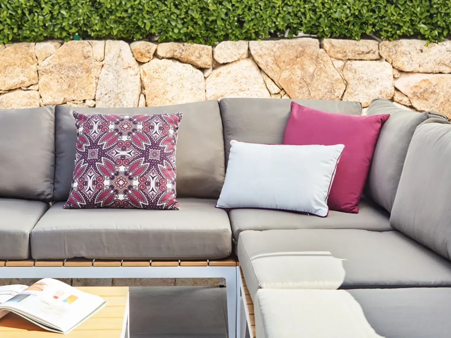 Set di 3 cuscini da esterno MIRAGE Trama orientale Multicolore