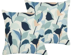 Set di 2 cuscini da esterno VEGLINO Trama di piante 45 x 45 cm Blu
