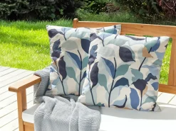 Set di 2 cuscini da esterno VEGLINO Trama di piante 45 x 45 cm Blu