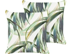 Set di 2 cuscini da esterno CALDERINA Trama di piante 45 x 45 cm Verde