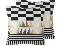 Set di 2 cuscini DALIA Cotone 45 x 45 cm Nero Trama geometrica