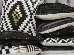 Set di 2 cuscini DALIA Cotone 45 x 45 cm Nero Trama geometrica