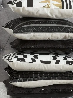 Set di 2 cuscini DALIA Cotone 45 x 45 cm Nero Trama geometrica