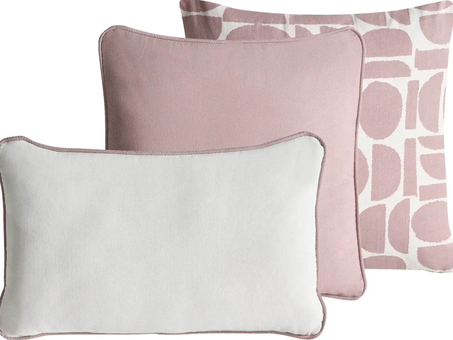 Set di 3 cuscini decorativi PENTACE Cotone 30 x 50 cm 45 x 45 cm Rosa Tinta unita