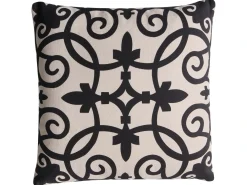 Set di 3 cuscini decorativi MERBAU Cotone 45 x 45 cm Nero/Beige Trama astratta