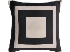 Set di 3 cuscini decorativi MERBAU Cotone 45 x 45 cm Nero/Beige Trama astratta
