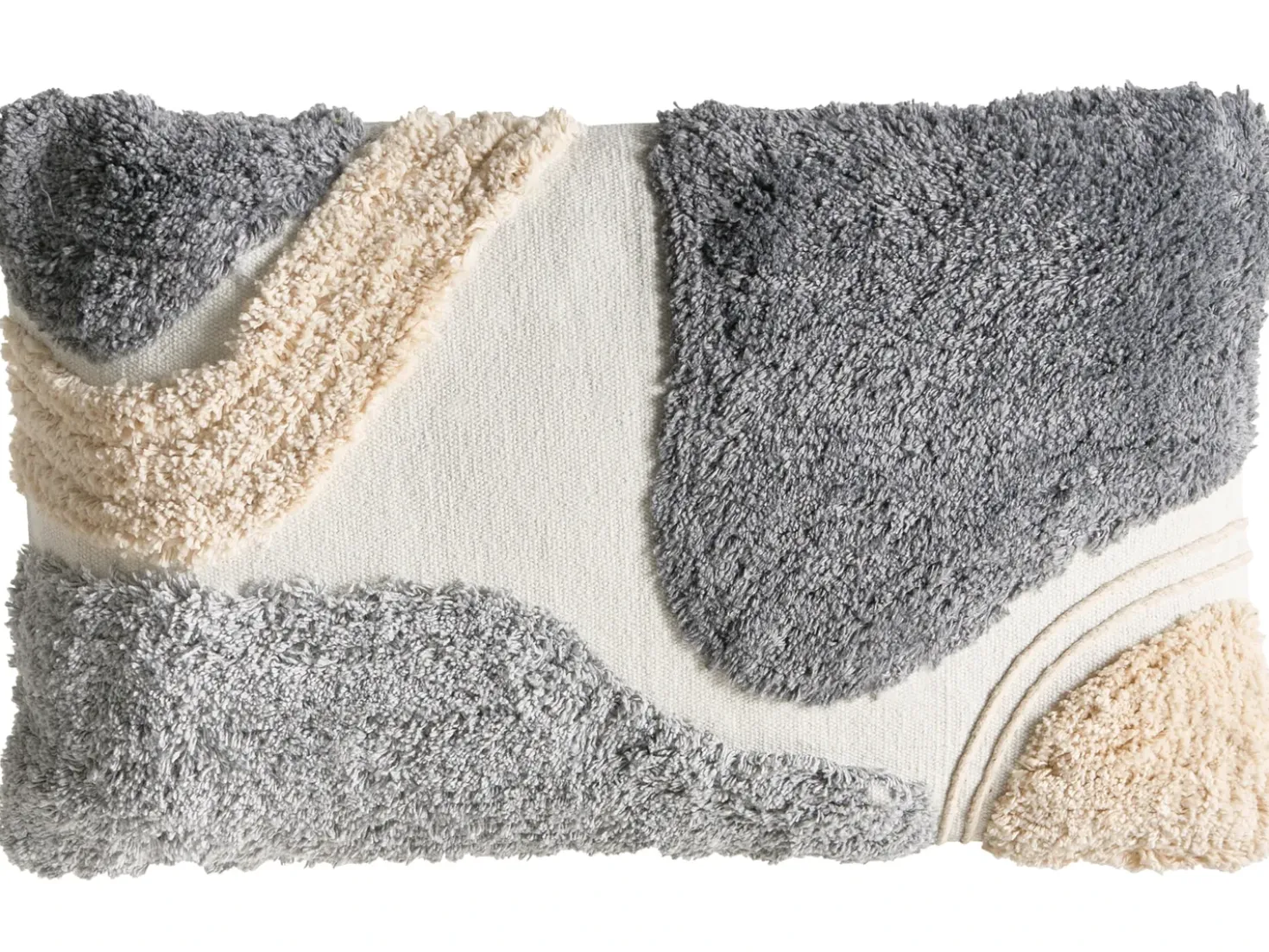Set di 3 cuscini decorativi ALSTONIA Cotone 30 x 50 cm 45 x 45 cm Grigio Trama astratta