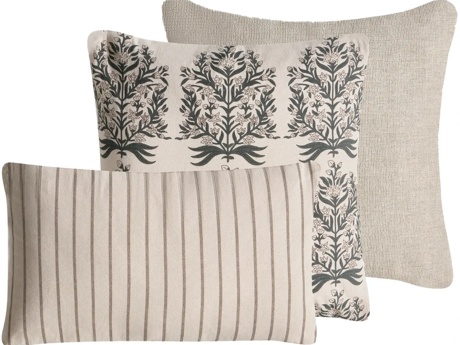 Set di 3 cuscini decorativi MYRISTICA Cotone 30 x 50 cm 45 x 45 cm Beige Trama floreale