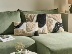 Set di 3 cuscini decorativi ALSTONIA Cotone 30 x 50 cm 45 x 45 cm Nero Trama astratta
