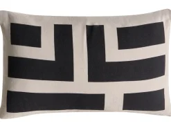 Set di 3 cuscini decorativi AGATHIS Cotone 30 x 50 cm Nero/Beige Trama astratta
