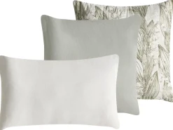 Set di 3 cuscini decorativi XYLOPIA Cotone 30 x 50 cm 45 x 45 cm Verde Trama floreale